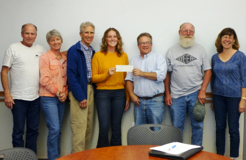 Tori Schamber receiving her scholarship check!